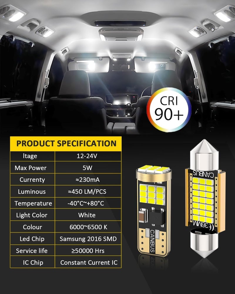 BMT xms LED Interior Light Kit Replacement for Subaru Forester 2014-2023,6000K Cool White Car Interior Lights + 912 921 LED Bulb Backup Reverse Light, 12 Pieces - Image 2